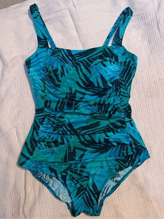 L.L. Bean Other - L.L. Bean Teal & Turquoise Palm-Print One-Piece Swimsuit, Women’s size 12